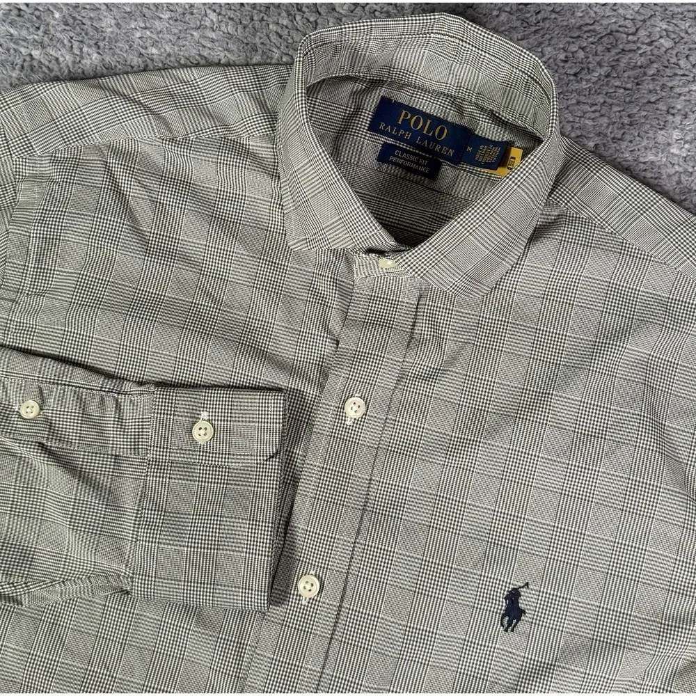 Polo Ralph Lauren Classic Fit Performance Shirt M Glen Plaid Long Sleeve Button